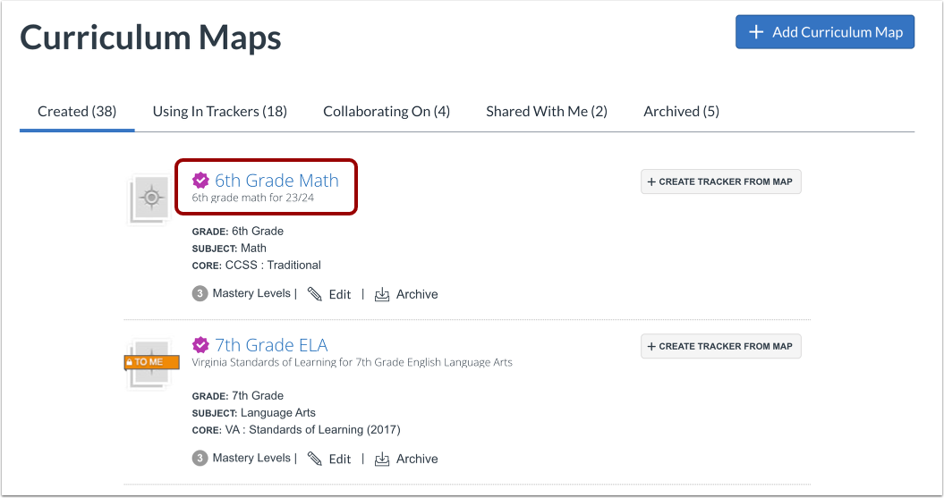 Open Curriculum Map