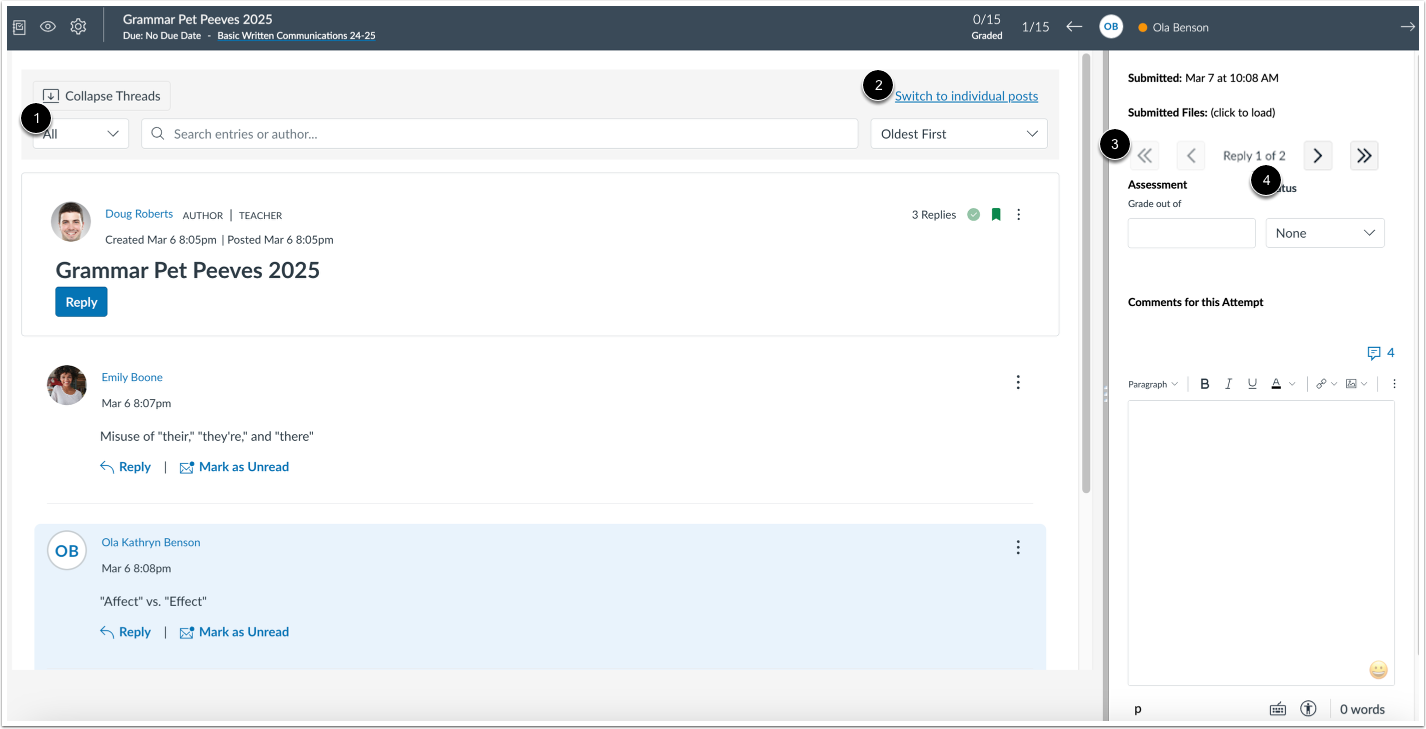 Grade Discussion Checkpoint Submissions