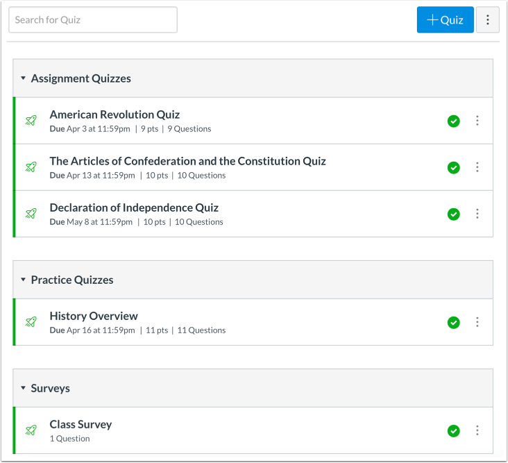 When would I use Quizzes as an instructor?