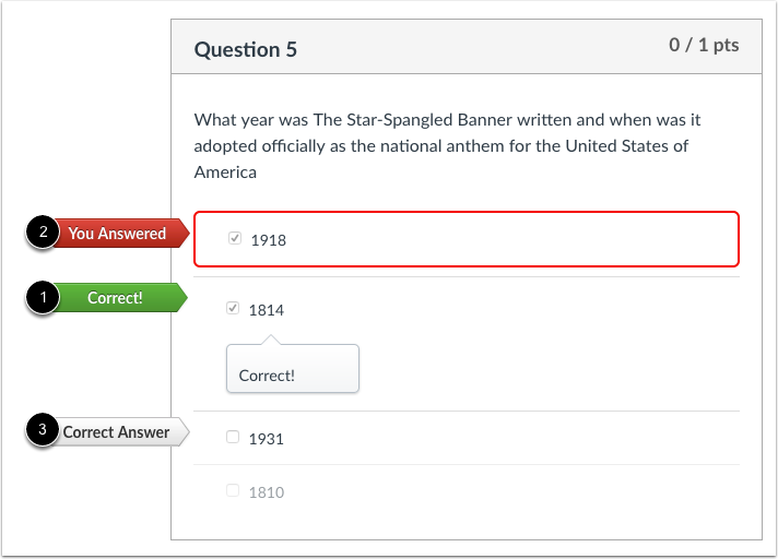 Student View for Multiple Answers Feedback