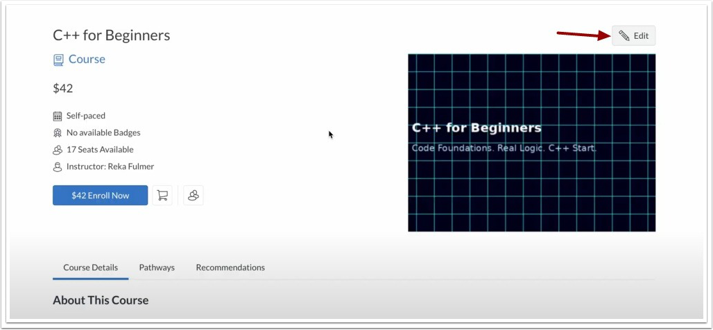 View Edit Button on Listing Details Page