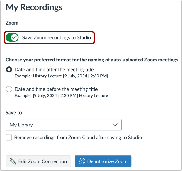 Manage Automatic Zoom Uploads