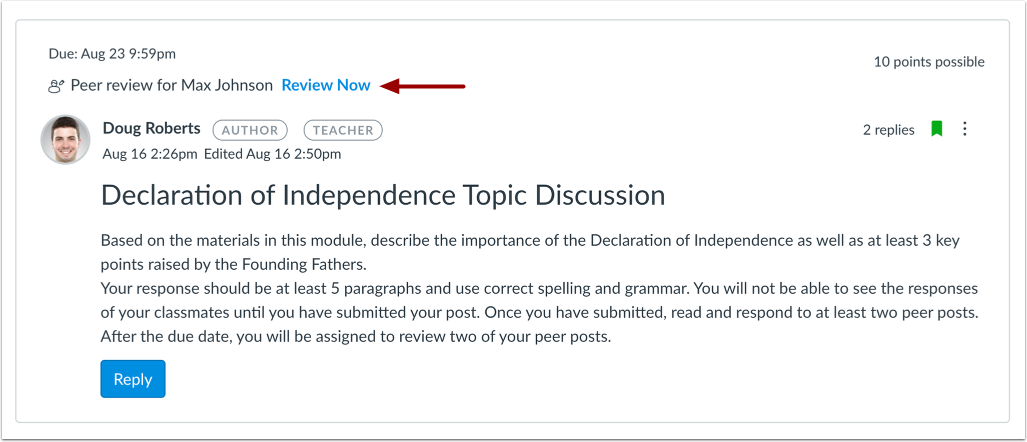 Open Assigned Peer Review