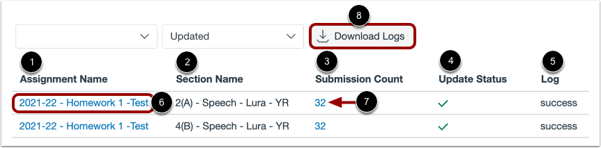 View Assignments Log