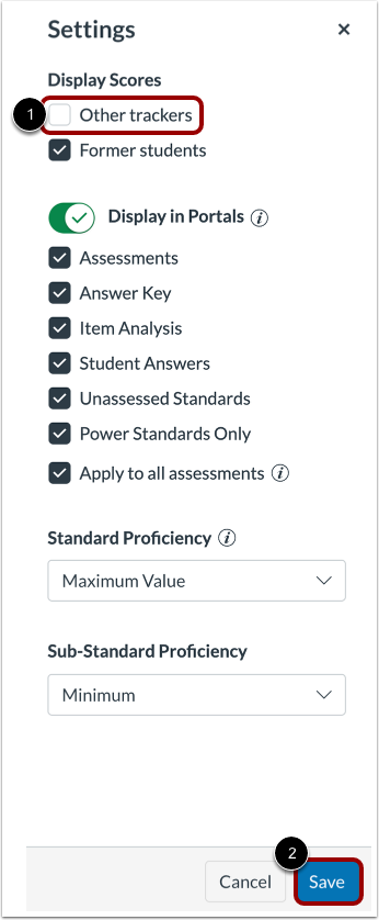 Adjust Display Score Settings