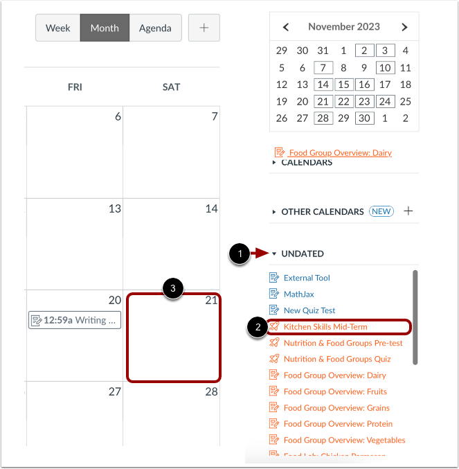 Manage Undated Items