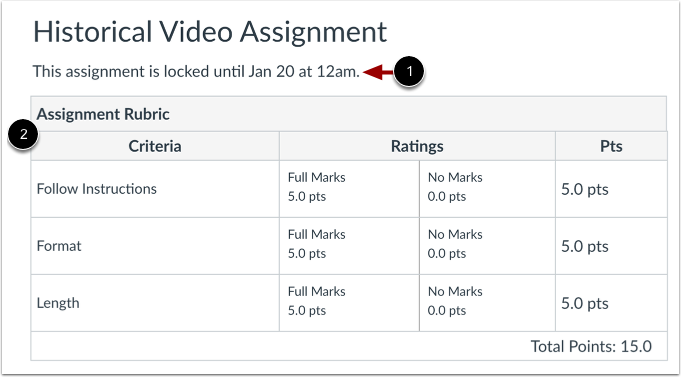 View Locked Assignment