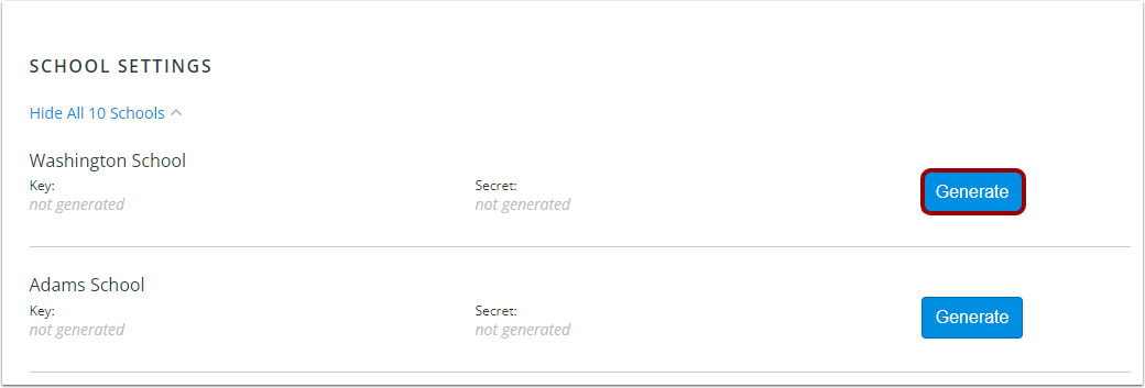 Generate New Key and Secret