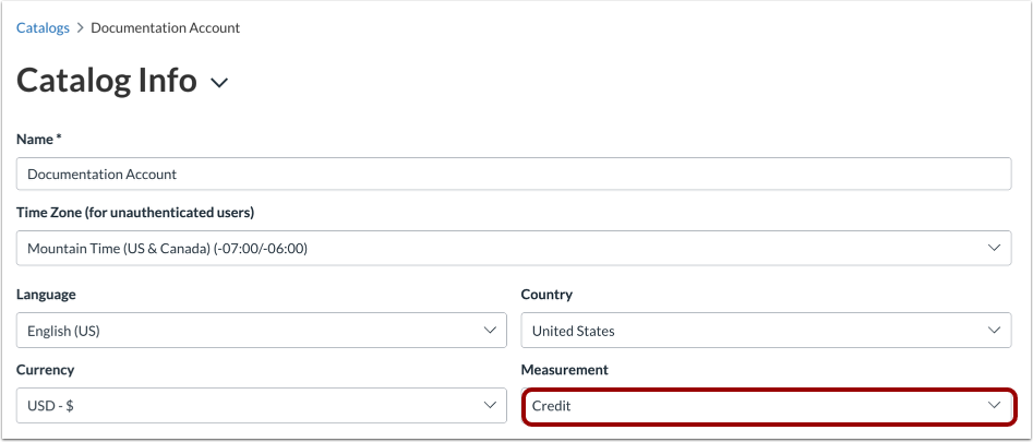 Open Measurement Menu