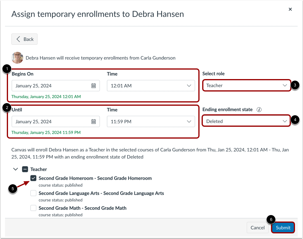 Assign Temporary Enrollments