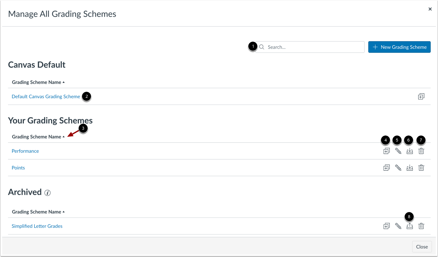 Manage Grading Schemes