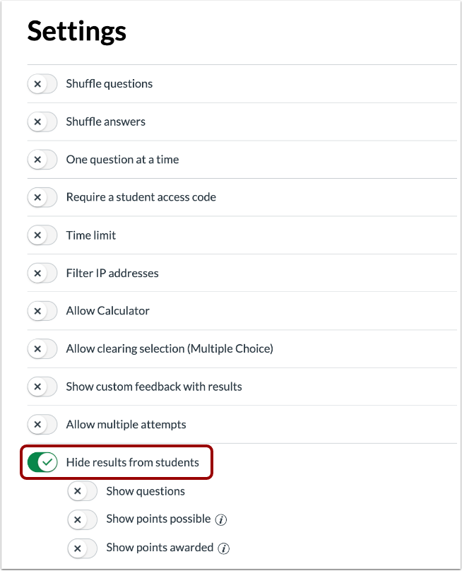 Hide Student Results