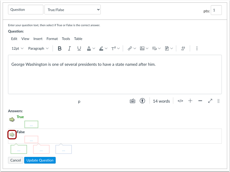 Select New Correct Answer