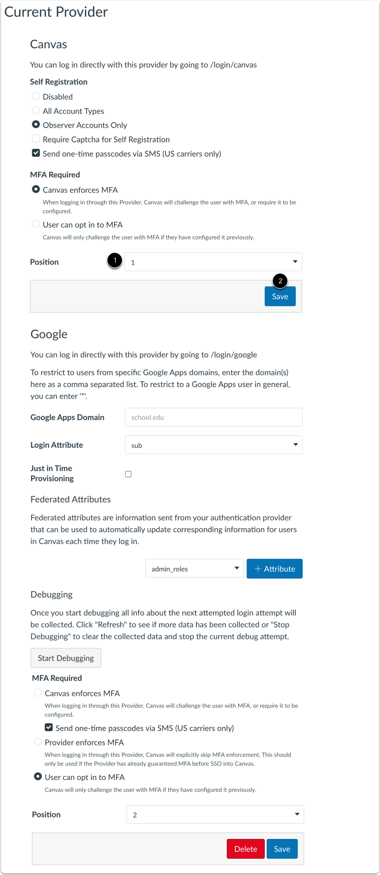 Set Provider Positions