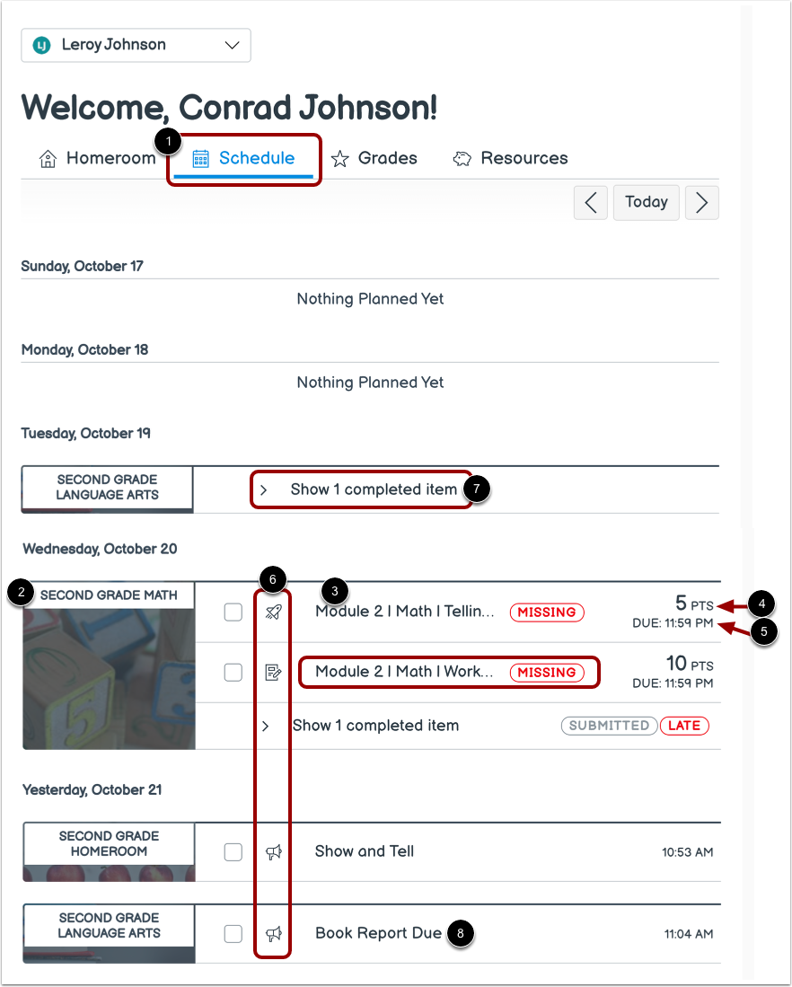 View Homeroom Schedule