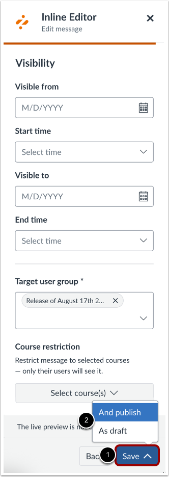 Set Message Configuration Details
