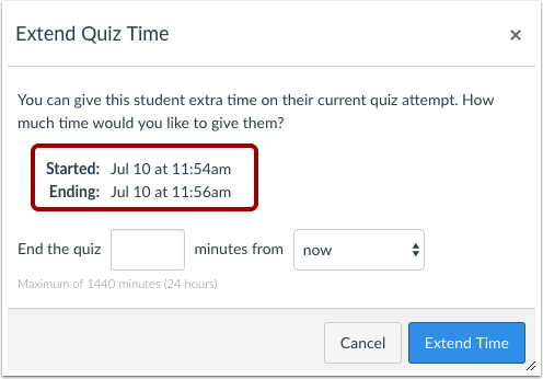 Extend Quiz Time
