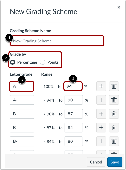 Edit Grading Scheme