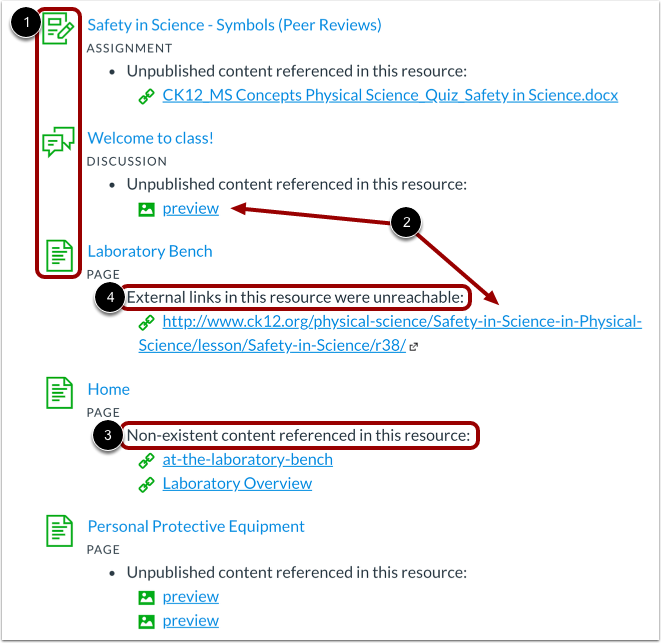 View Broken Link Details