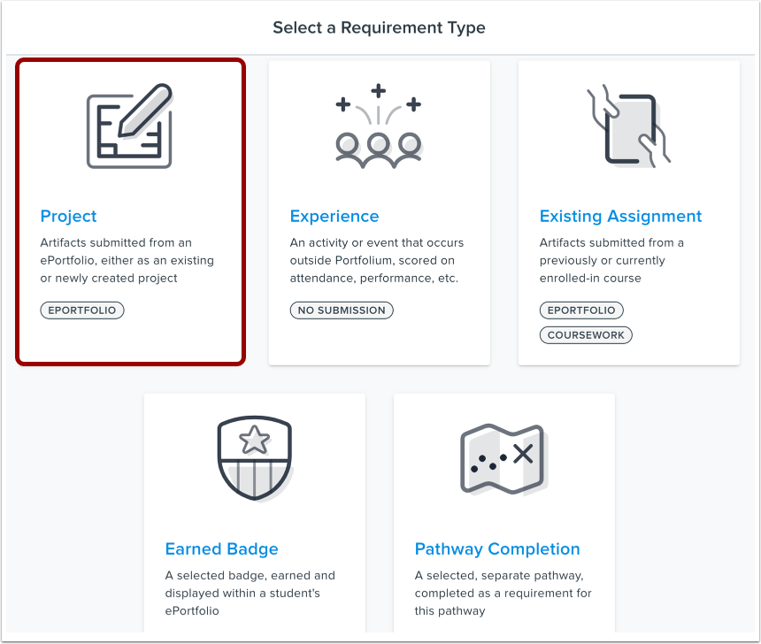 Select Project Requirement Type