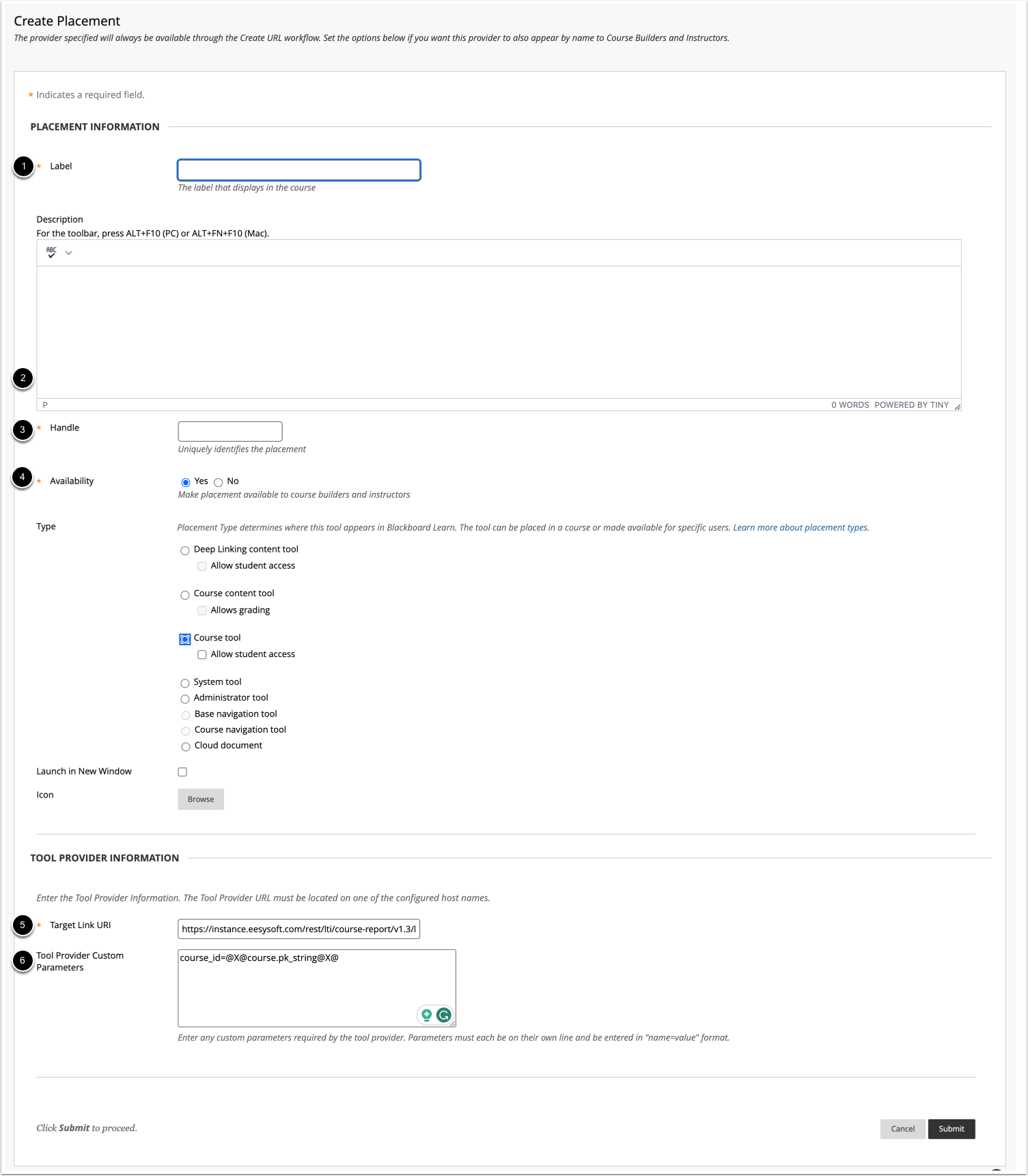 Enter Placement Information