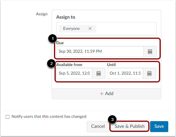 Set Assessment Due Date