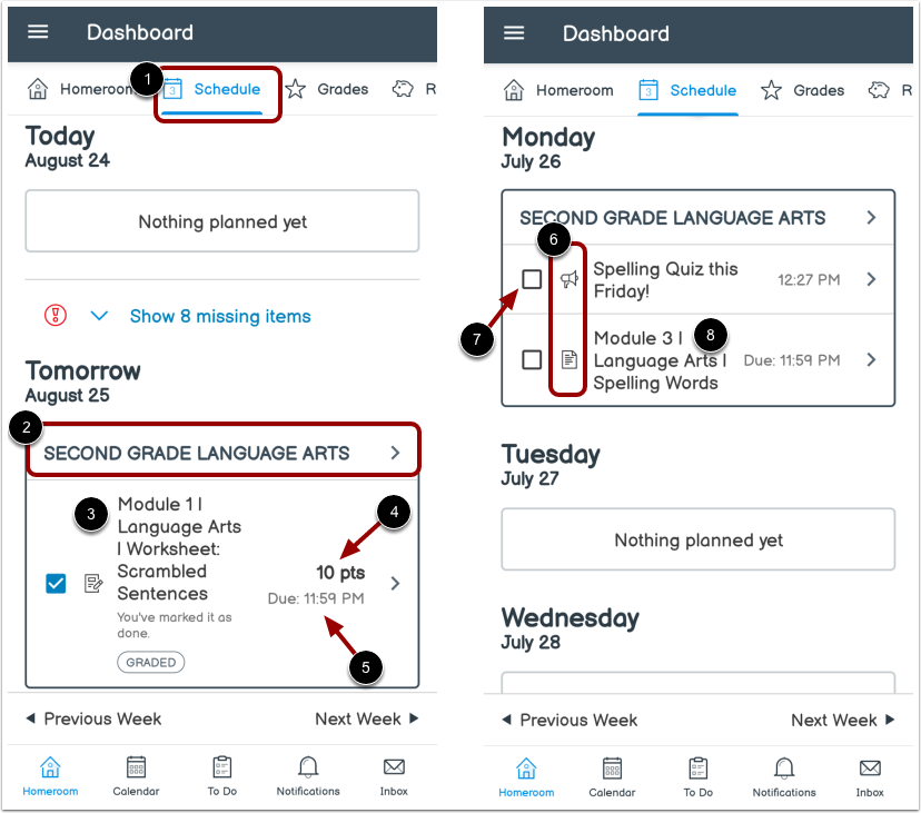 View Homeroom Schedule
