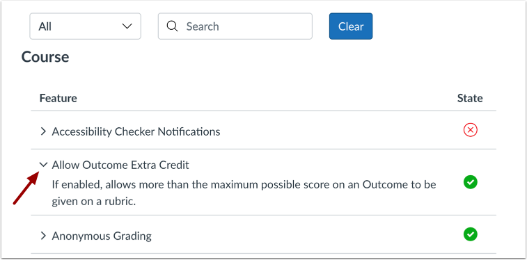 View Feature Options