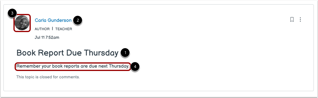 View Subject Announcement Details