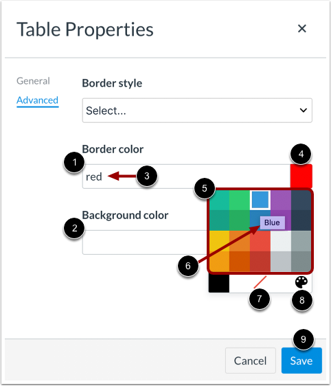 Edit Border and Background Colors