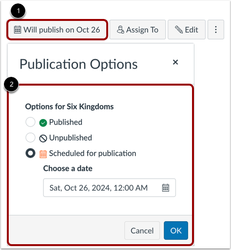 View Scheduled Page Publication