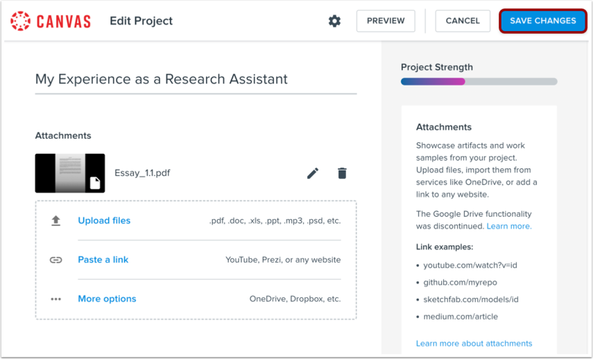 How do I edit or delete a Project in Canvas Student ePortfolios ...