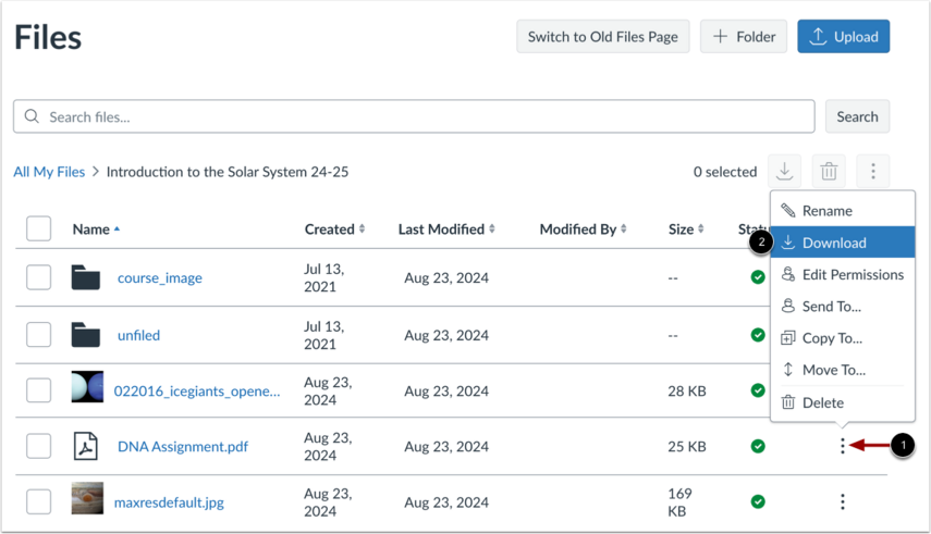 How do I download a file or folder? - Instructure Community