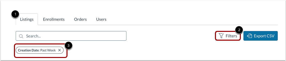 Open Listings Filter