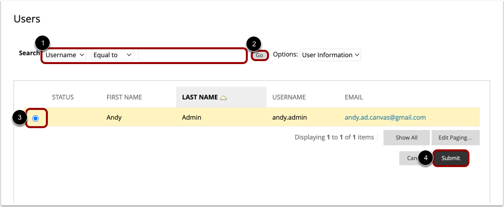 Specify a Learn User