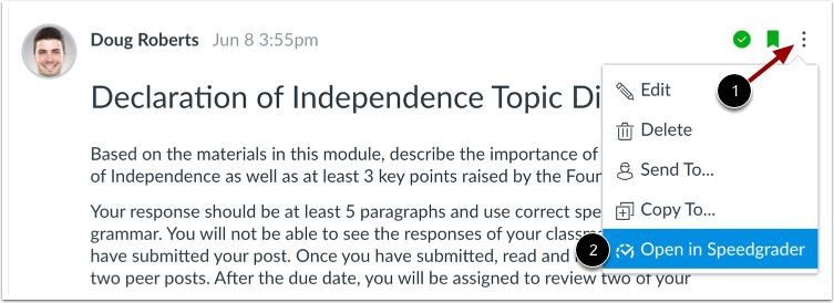 Open SpeedGrader from Discussions Redesign