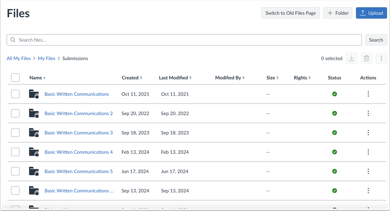 View Assignment Submission Folders