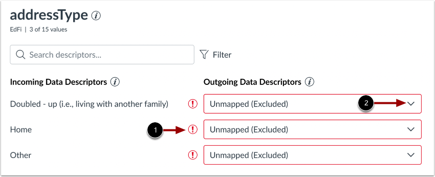 View Unmapped Descriptors