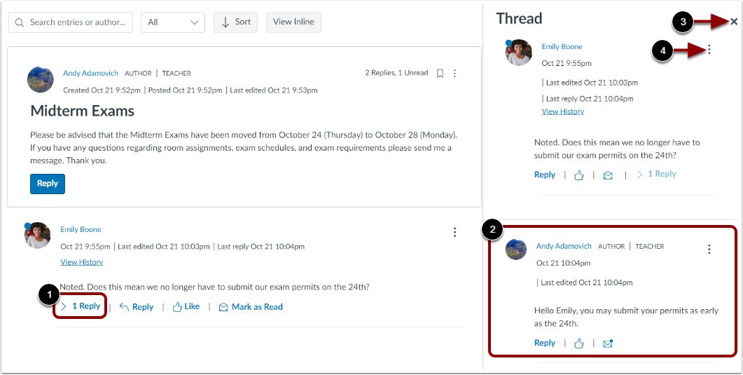 View Split Screen Thread Reply Options
