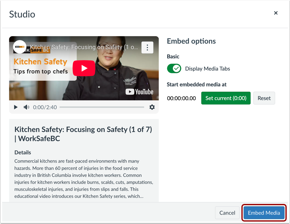 Display or Hide Media Tabs