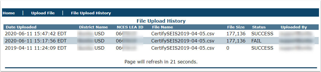 Review File Upload History