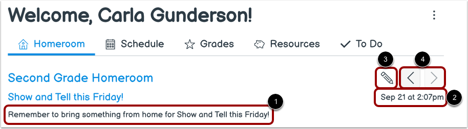 View Announcement in Homeroom