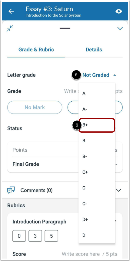 Select Letter Grade