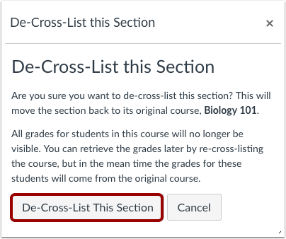 Confirm De-Cross-Listing
