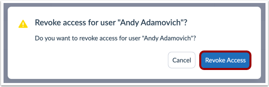 View Revoke Access Confirmation