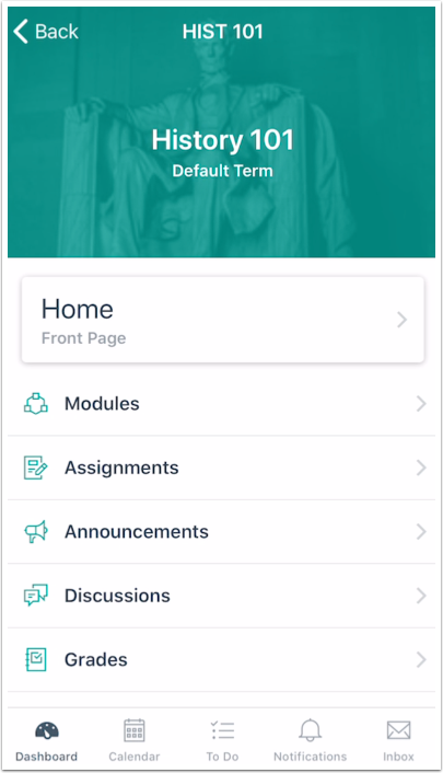View Course or Group Navigation