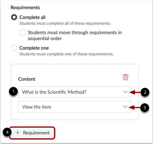 Manage Required Items