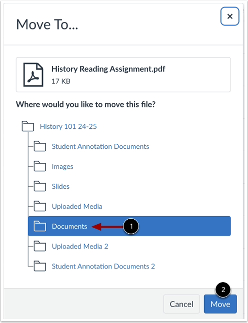 Choose New File Location