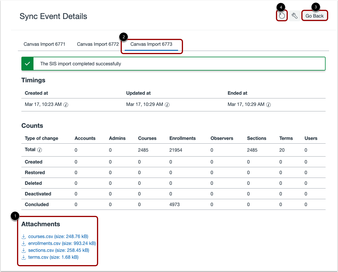 View Sync Event Details