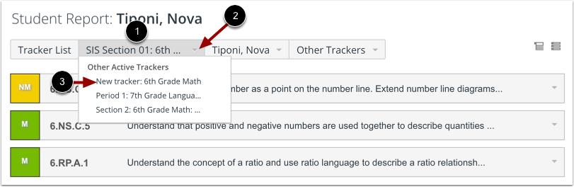 Use Student Report Navigation Buttons